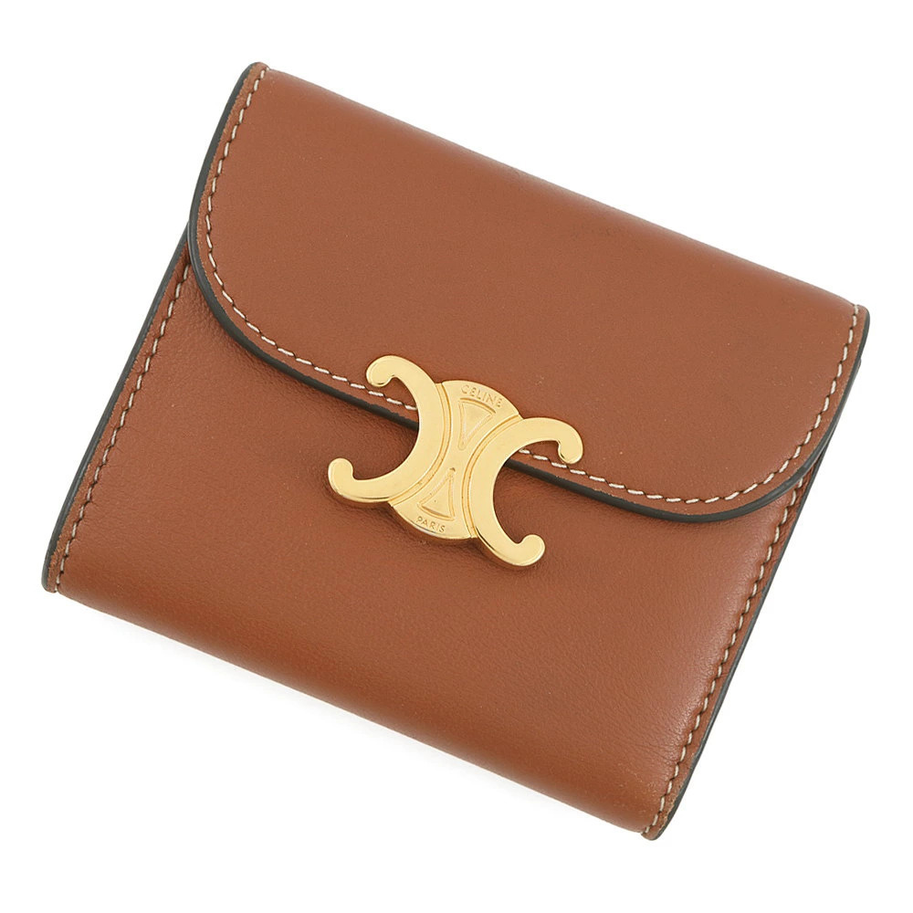 Celine Triomphe Flap Wallet Leather Black